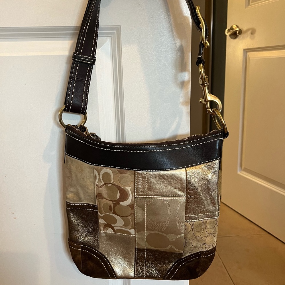 Authentic Coach Holiday Patchwork Body Bag